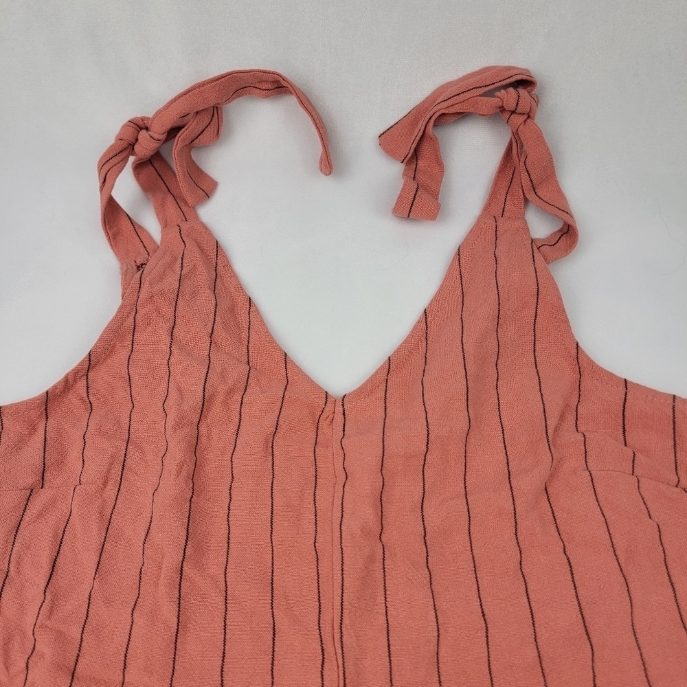 Urban Romantics salmon linen blend tie shoulder vneck jumsuit - Picture 4 of 6